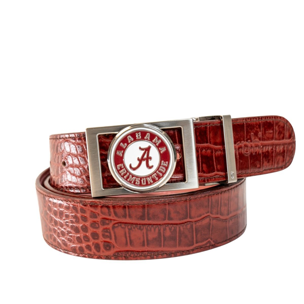 University of Alabama Buckle with Burgundy Crocodile Leather Strap 