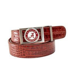 University of Alabama Buckle with Burgundy Crocodile Leather Strap 