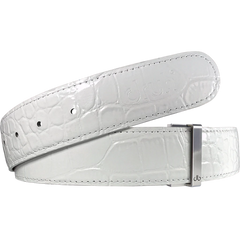White Crocodile Texture Leather Strap