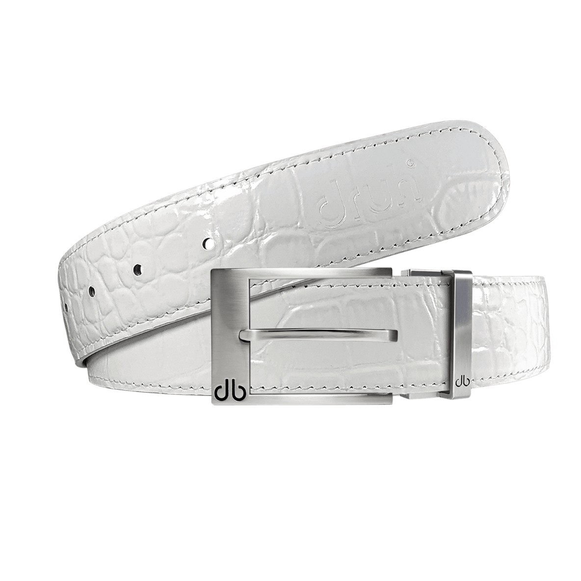 White Crocodile leather strap with Classic silver prong buckle