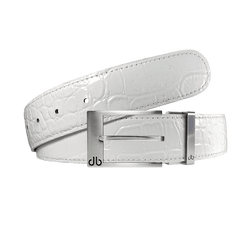 White Crocodile leather strap with Classic silver prong buckle