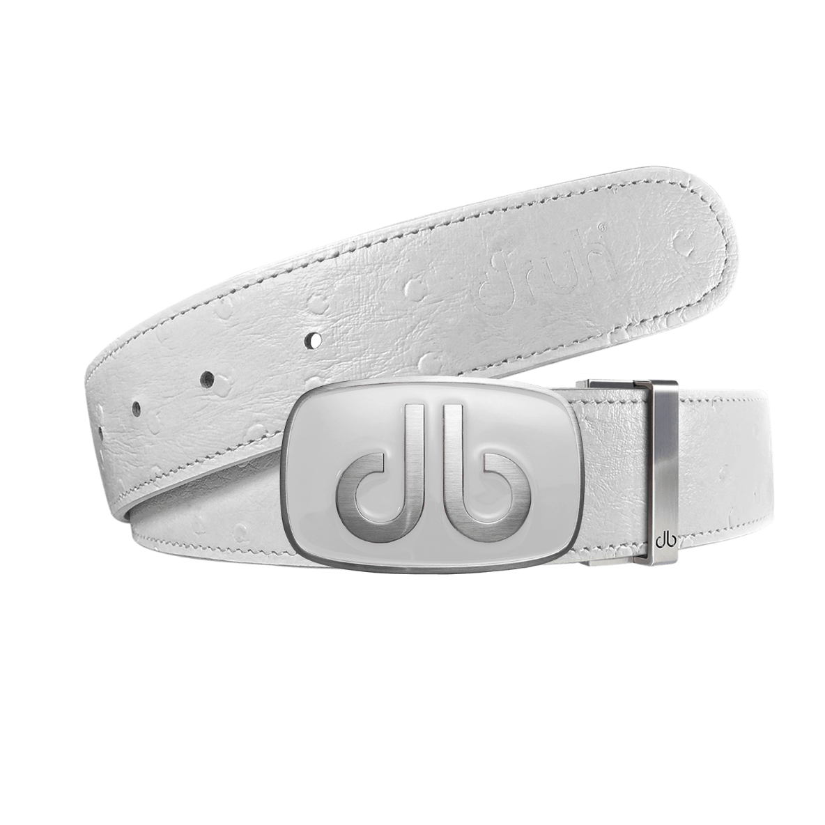 White ostrich strap with Big white buckle
