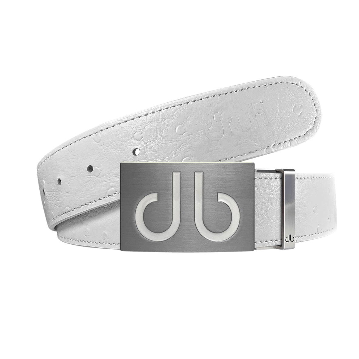 White ostrich strap with white Infill buckle