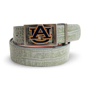 Auburn University Buckle with Gray Crocodile Leather Strap