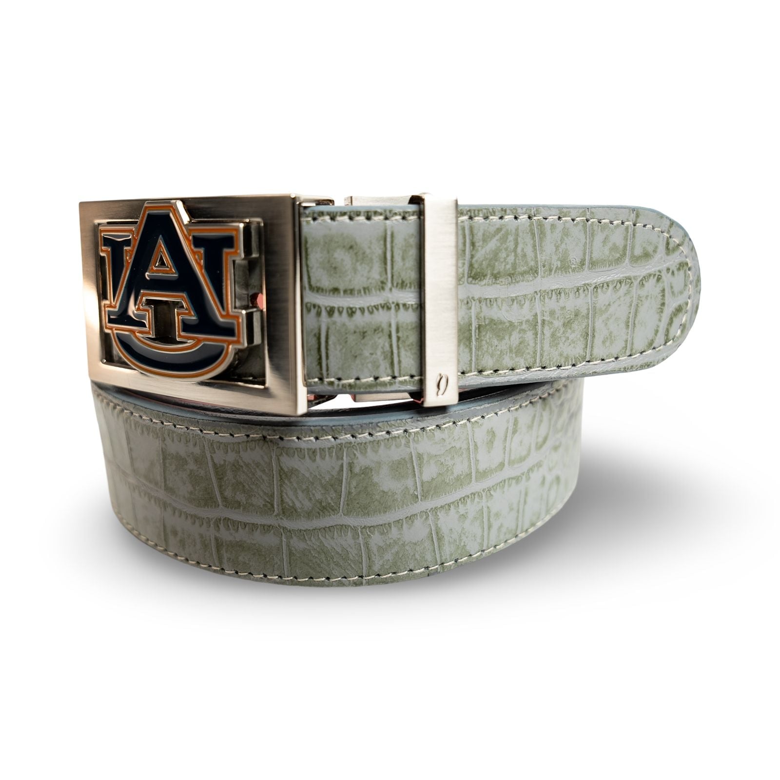 Auburn University Buckle with Gray Crocodile Leather Strap