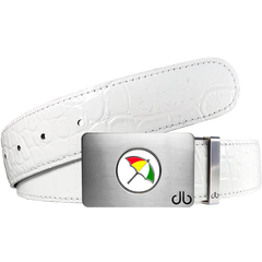 White Crocodile Patterned Leather Belt with Arnold Ballmarker Buckle