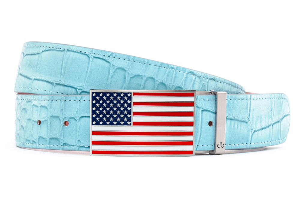 American Flag Crocodile Aqua Belts Druh Belts USA