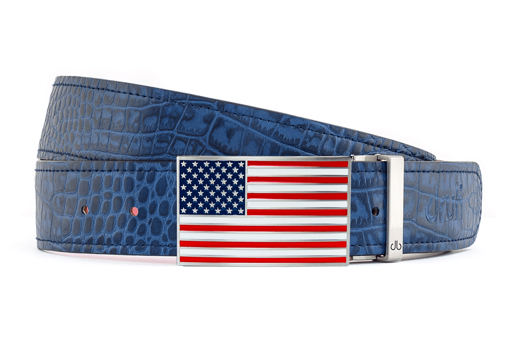 American Flag Crocodile Blue Belts Druh Belts and Buckles | US & Canada