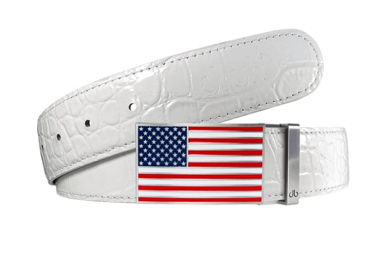 white golf belt - american flag buckle