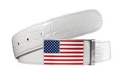 white golf belt - american flag buckle