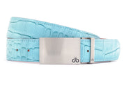 Aqua / Block Silver Crocodile Leather Belts Druh Belts USA