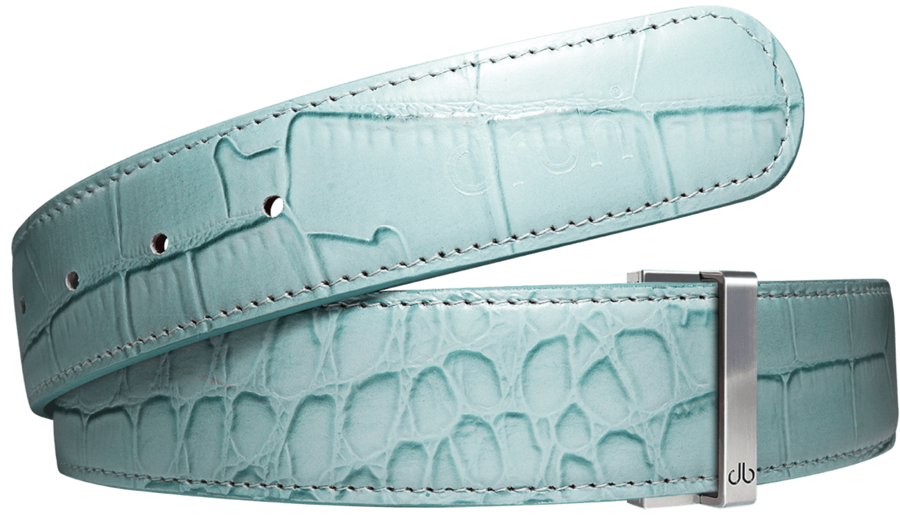 Aqua Crocodile Textured Leather Strap