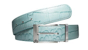 Aqua / Prong Silver Crocodile Leather Belts Druh Belts USA