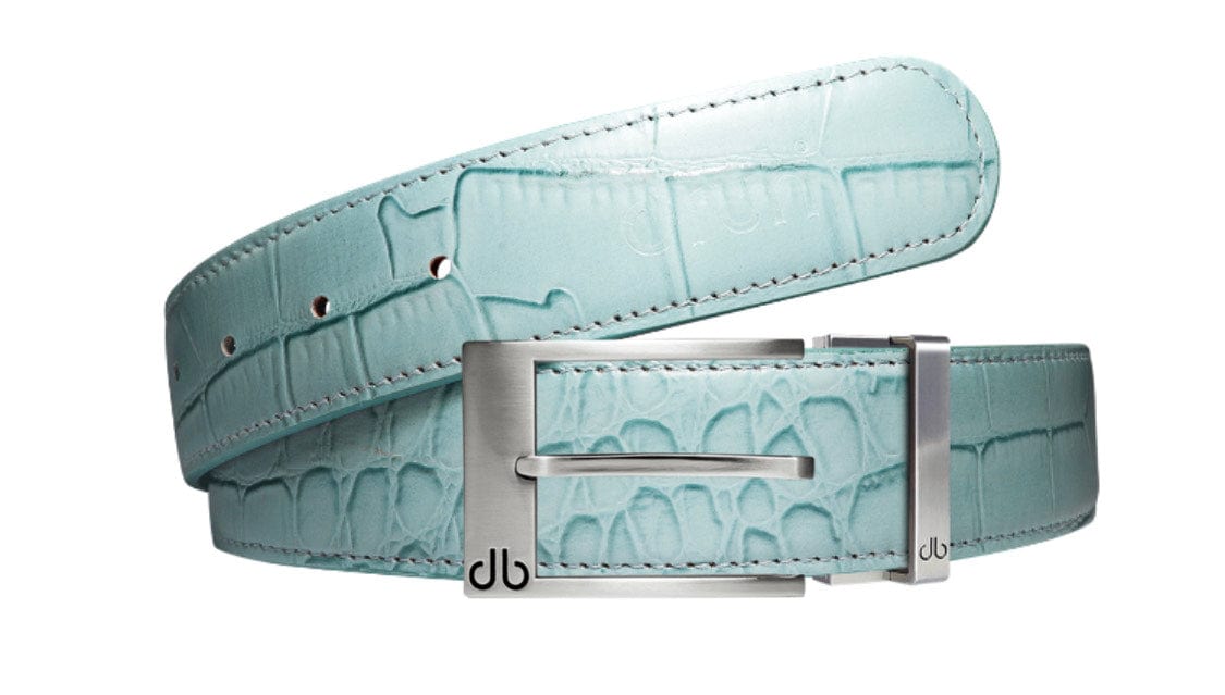 Aqua / Prong Silver Crocodile Leather Belts Druh Belts USA