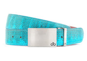 Aqua / Silver Block Snakeskin Leather Belts Druh Belts USA
