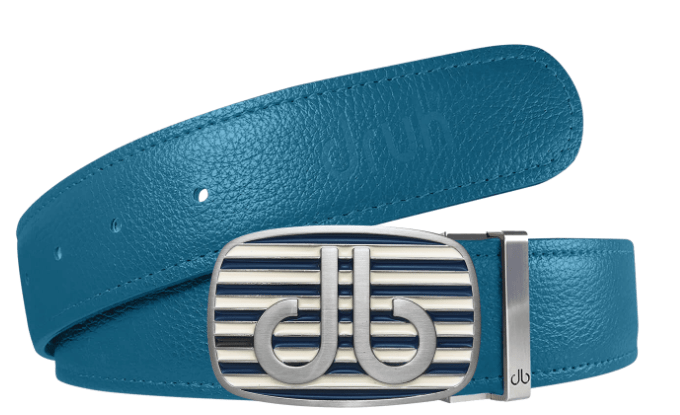 Aqua / Stripe Full Grain Leather Belts Druh Belts and Buckles | US & Canada