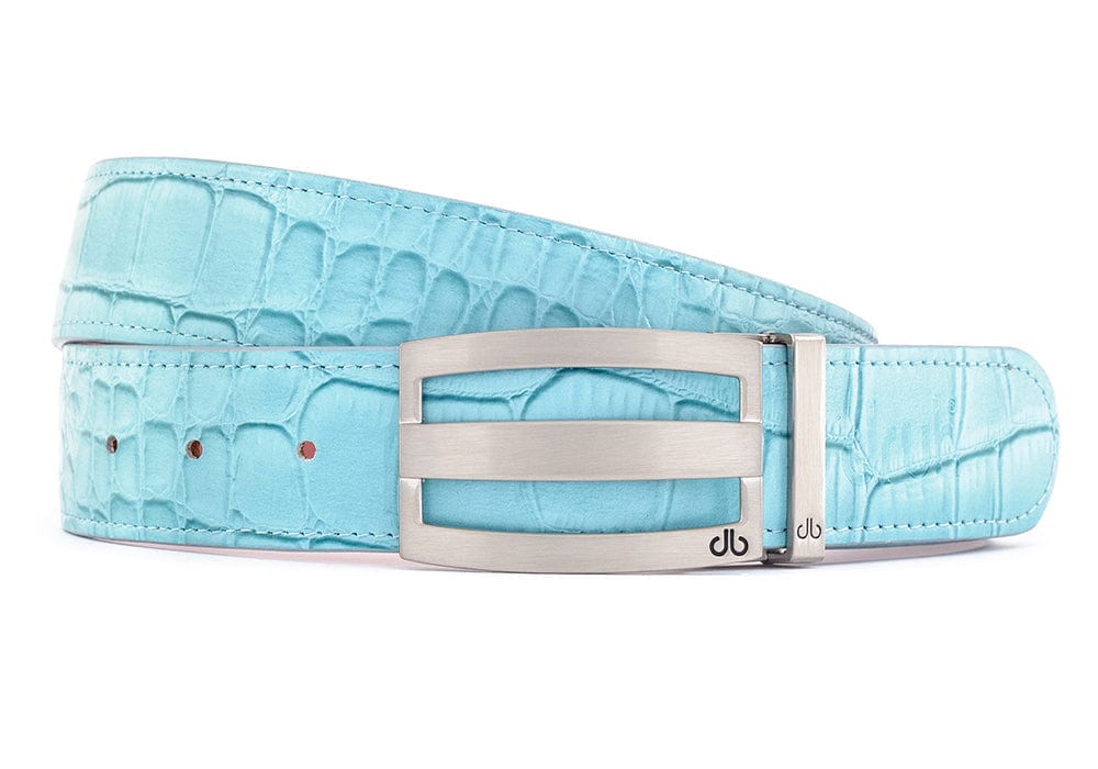 Aqua / Three Bar Crocodile Leather Belts Druh Belts USA