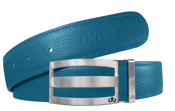 Aqua / Three Bar Full Grain Leather Belts Druh Belts and Buckles | US & Canada