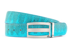 Aqua / Three Bar Snakeskin Leather Belts Druh Belts USA