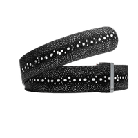 Black and White Stingray Leather Straps Druh Belts USA