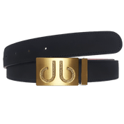 Black / Gold Emboss Nubuck (Suede) Leather Belts Druh Belts USA