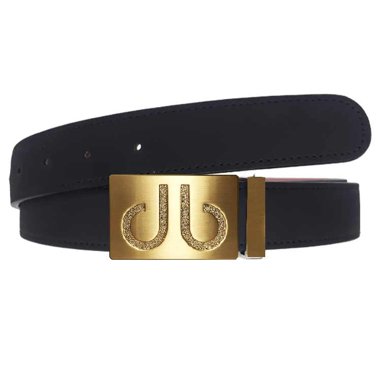 Black / Gold Emboss Nubuck (Suede) Leather Belts Druh Belts USA