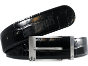 Black / Prong Silver Crocodile Leather Belts Druh Belts USA
