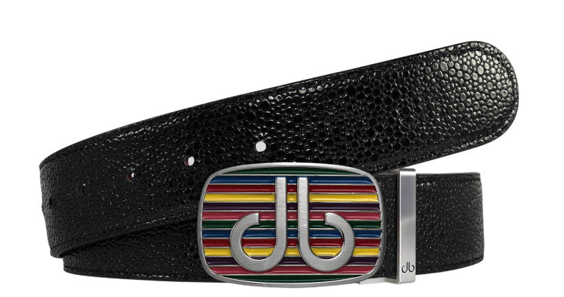 Black / Rainbow Stingray Textured Leather Belts Druh Belts USA
