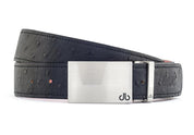 Black / Silver Block Ostrich Leather Belts Druh Belts and Buckles | US & Canada