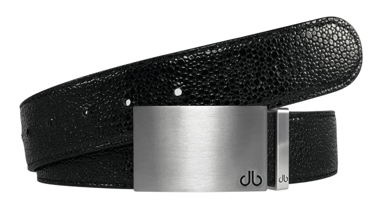 Black / Silver Block Stingray Textured Leather Belts Druh Belts USA