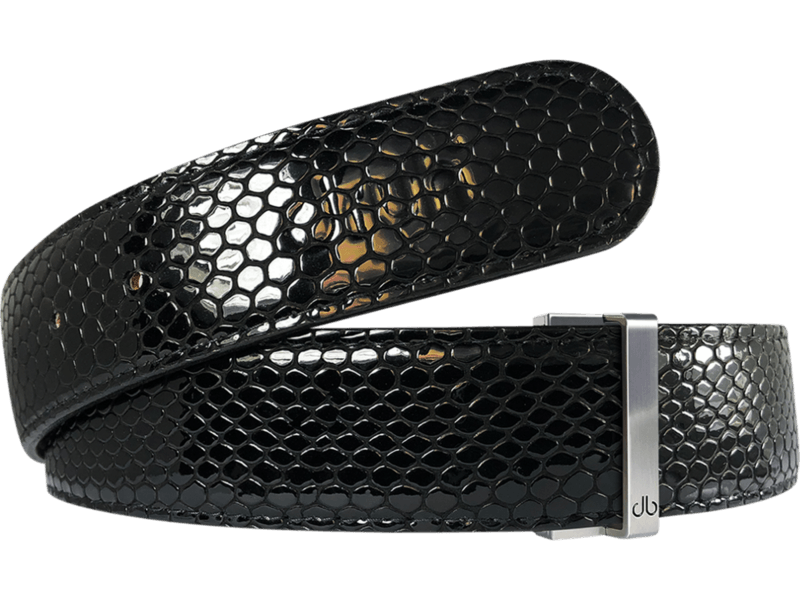 Black Snakeskin Texture Leather Belt Strap