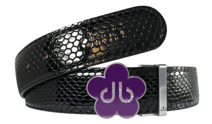 Black Snakeskin / Purple Leather Belt | Flower Buckle Druh Belts USA
