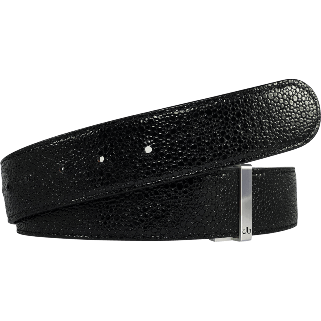 Shiny Black Stingray Textured Leather Strap