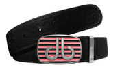 Black / Stripe Ostrich Leather Belts Druh Belts and Buckles | US & Canada