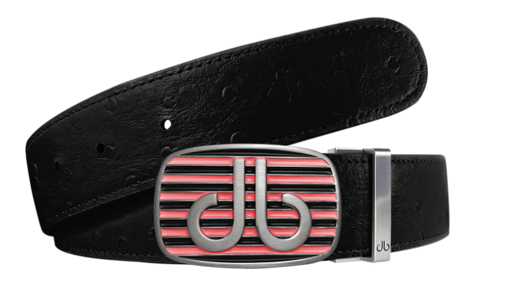 Black / Stripe Ostrich Leather Belts Druh Belts and Buckles | US & Canada