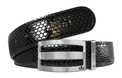 Black / Three Bar Snakeskin Leather Belts Druh Belts USA