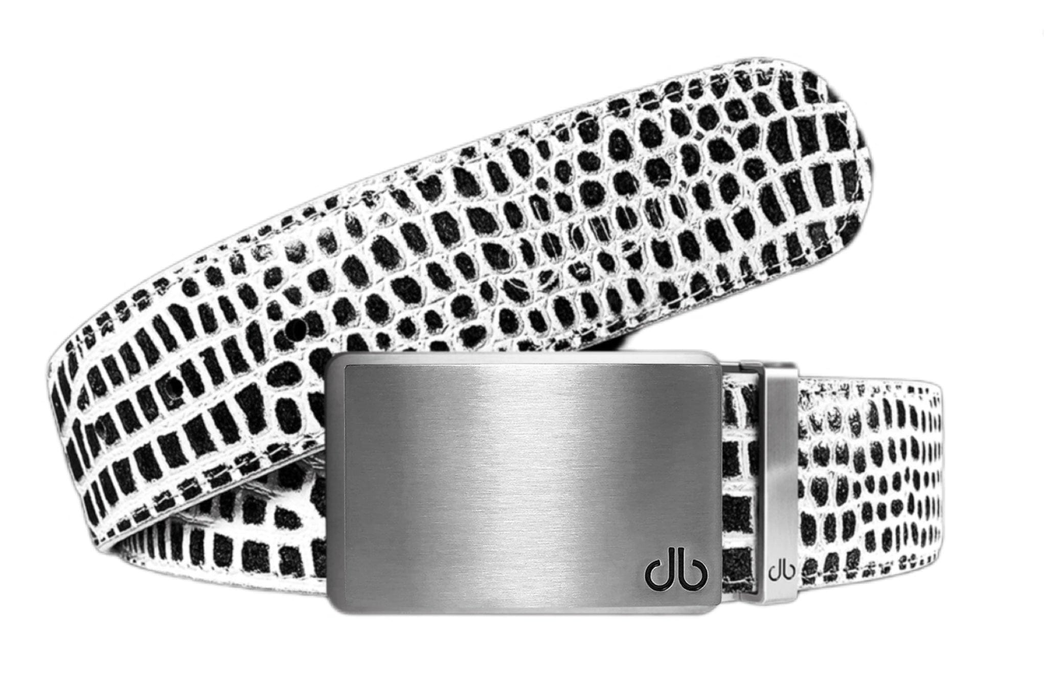 Black & White / Block Silver Crocodile Leather Belts Druh Belts USA
