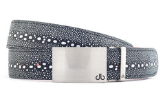Black & White / Silver Block Stingray Textured Leather Belts Druh Belts USA