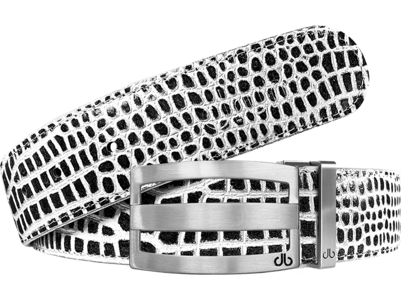 Black & White / Three Bar Crocodile Leather Belts Druh Belts USA