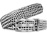 Black & White / Three Bar Crocodile Leather Belts Druh Belts USA