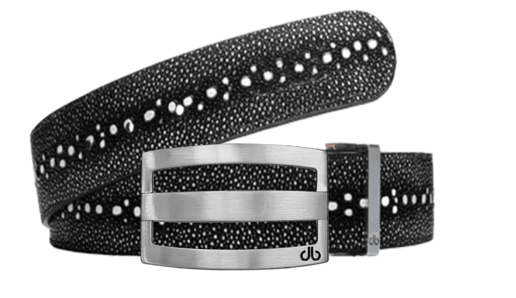 Black & White / Three Bar Stingray Textured Leather Belts Druh Belts USA