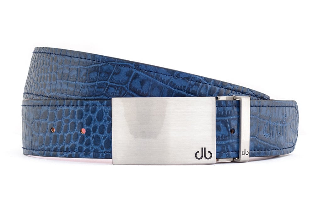 Blue / Block Silver Crocodile Leather Belts Druh Belts USA