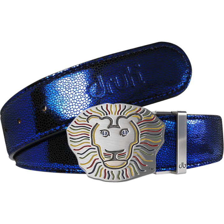 Blue / Lion Stingray Textured Leather Belts Druh Belts USA