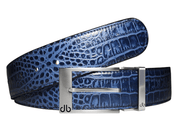 Blue / Prong Silver Crocodile Leather Belts Druh Belts USA