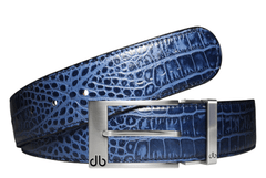 Blue / Prong Silver Crocodile Leather Belts Druh Belts USA
