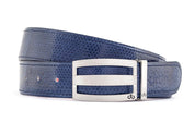 Blue / Three Bar Snakeskin Leather Belts Druh Belts USA