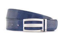 Blue / Three Bar Snakeskin Leather Belts Druh Belts USA