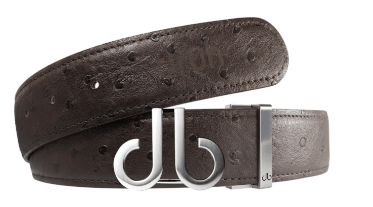 Brown / Icon Ostrich Leather Belts Druh Belts and Buckles | US & Canada