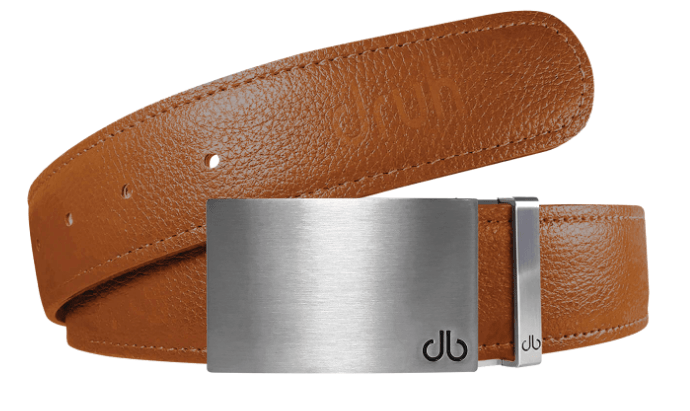 Brown / Silver Block Full Grain Leather Belts Druh Belts and Buckles | US & Canada