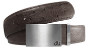 Brown / Silver Block Ostrich Leather Belts Druh Belts and Buckles | US & Canada